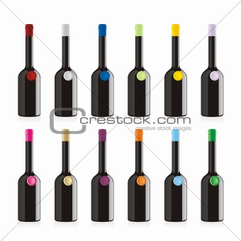 isolated balsamic vinegar bottles set