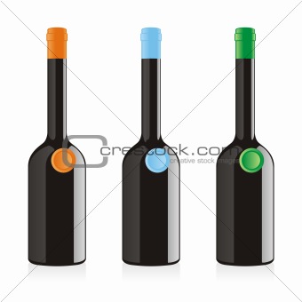 isolated balsamic vinegar bottles set