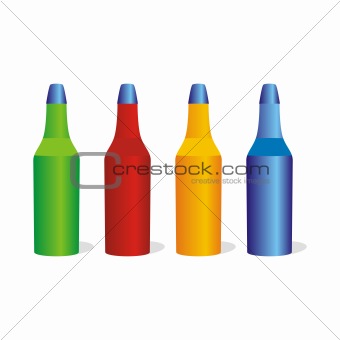 fully editable vector isolated colored aluminum bottles set