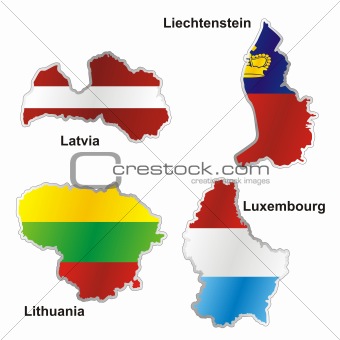 fully editable vector isolated international flag in map shape