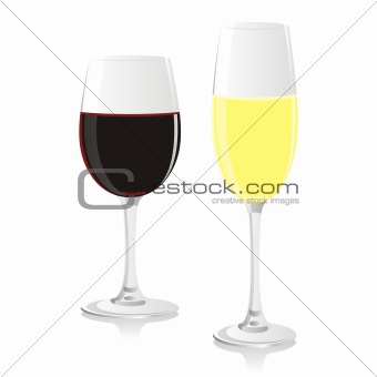 fully editable vector isolated wine glasses