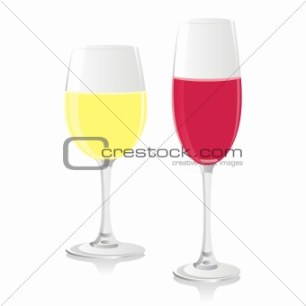 fully editable vector isolated wine glasses