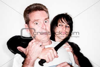 Man being attacked with a knife