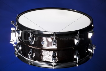 Black snare Drum Isolated On Blue