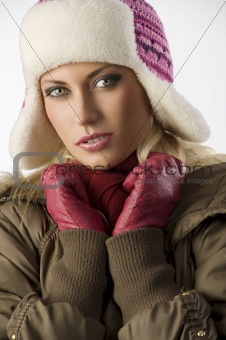 close up of girl with pink hat
