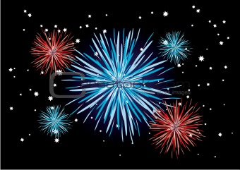 Fireworks with newyear - Vector image