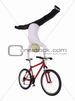 Man stand on arms on bike