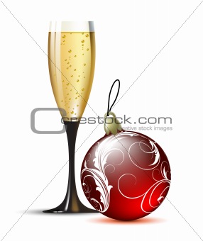champagne with fir ball
