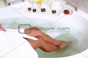 Woman enjoying her bath-time