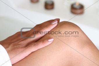 Beautiful hand of a woman with pink manicure