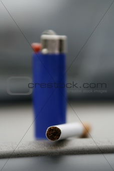 Blue Lighter and a Cigarette
