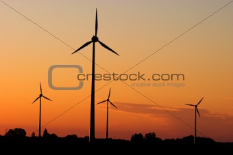 Wind generators in sunrise