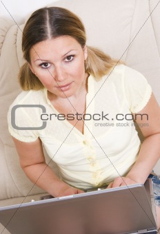 young woman and laptop