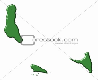 Comoros 3d map with national color
