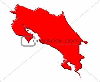 Costa Rica 3d map with national color