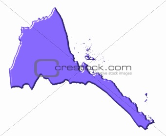 Eritrea 3d map with national color