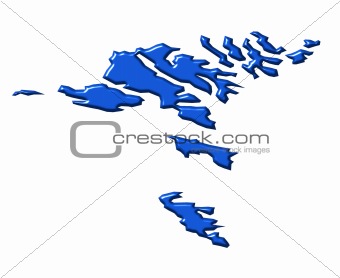 Faroe Islands 3d map with national color