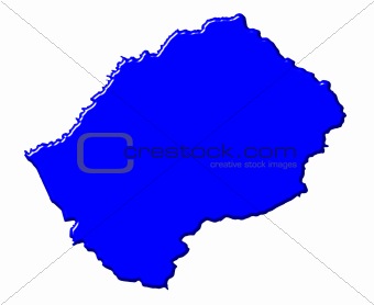 Lesotho 3d map with national color