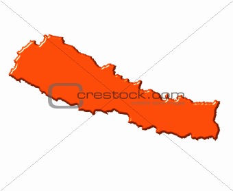 Nepal 3d map with national color