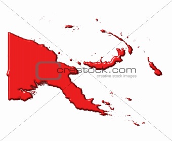 Papua New Guinea 3d map with national color