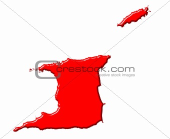 Trinidad and Tobago 3d map with national color