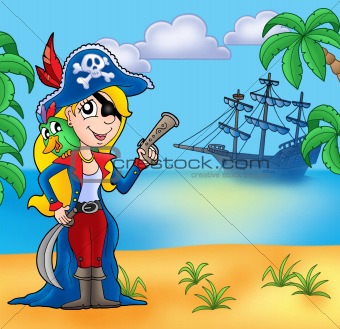 Pirate girl on beach 2