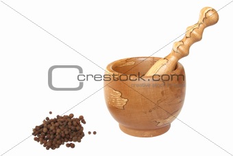 Olive tree mortar and pestle