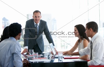 Business people talking about a new business plan