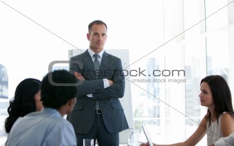 Confident manager in a meeting