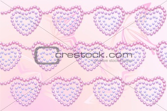 Beads hearts pink background