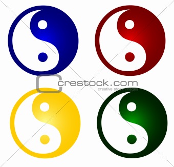 set of colorful ying and yang symbols