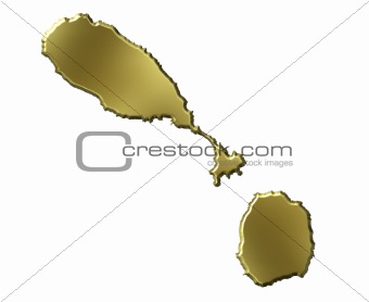 Saint Kitts and Nevis 3d Golden Map