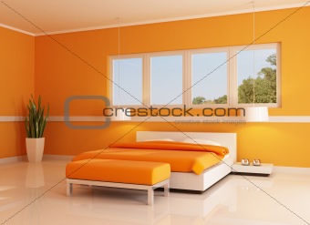 modern orange bedroom