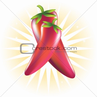 Red Chili Pepper with Star Burst