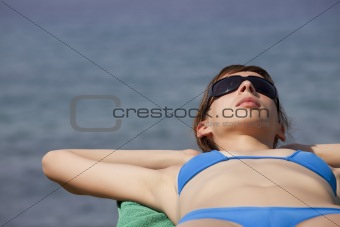 woman sunbathing