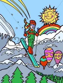 Child Adventure: Skiing off Cliff