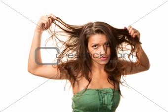 Woman with messy hair