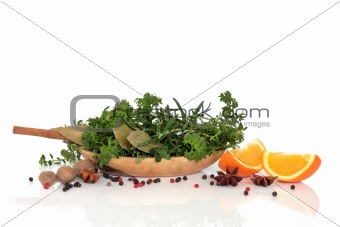 Herbs, Spices and Orange Fruit