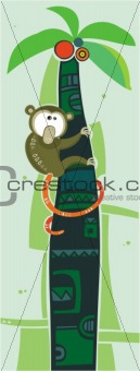 Brown monkey on palm tree series