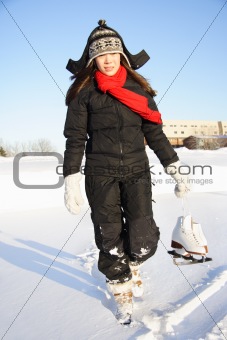 Woman going ice skating