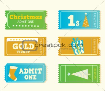 Blue and yellow retro cinema christmas tickets