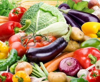 Colourful bright background consists of different vegetables