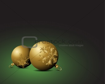 Christmas card - Golden bulbs with snowflakes ornaments