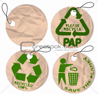 grunge paper tags for recycling