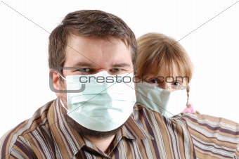 people with surgical face masks