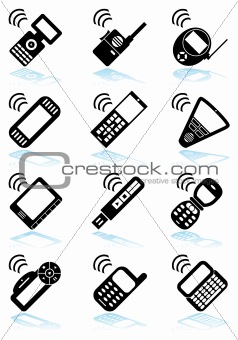 Set of Phone Icons - black and white