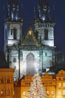 czech republic, prague - christmas tree at the old town square