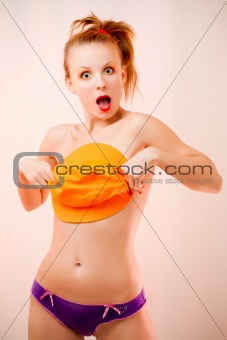 Girl portrait in orange colors