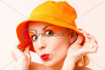 Portrait of a girl in orange colors