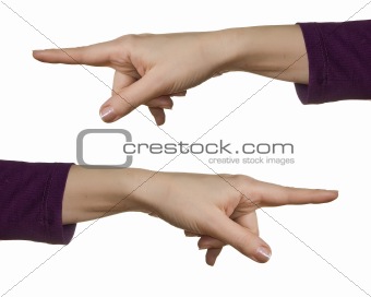 Female hand on a white